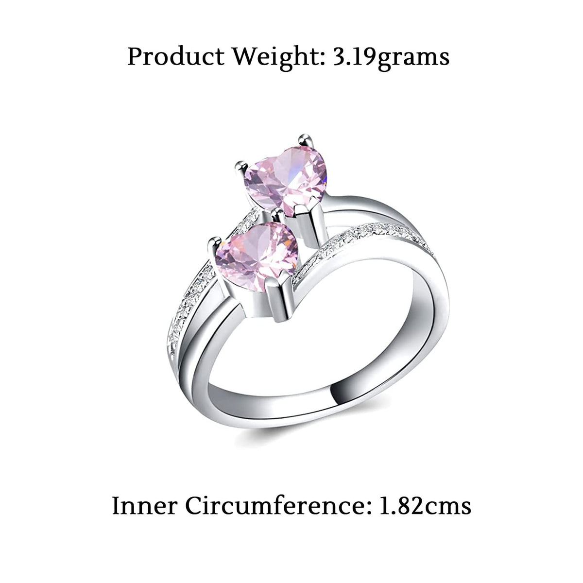 Yellow Chimes Pink Heart Ring - Elegant Gift for Wife