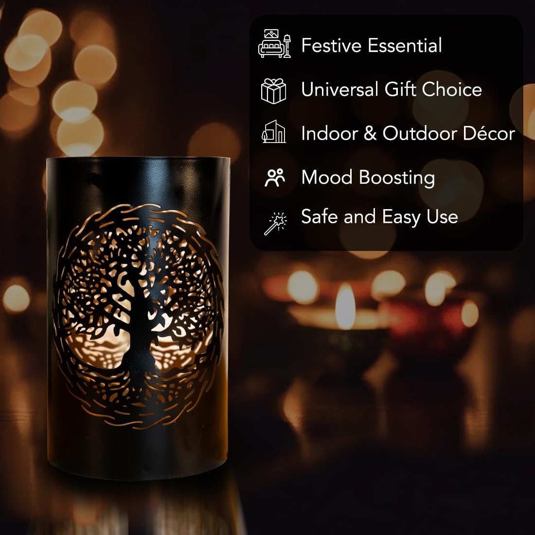 Ekhasa Shadow Tealight Candle Holder for Home Decor | Perfect Candle Stand for Diwali Decoration and Table Decor | Indoor & Outdoor, Festival Decorative Candles Gift Items (Tree Shadow)