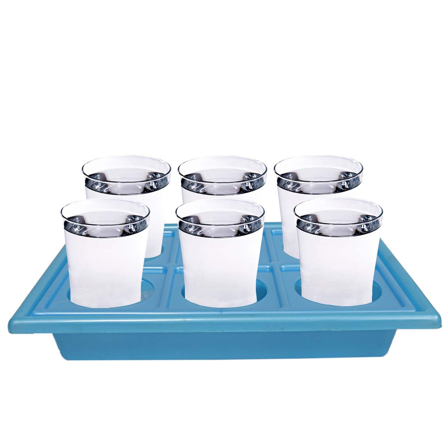 Kuber Industries Plastic Glass Holder Tray, Blue, (Model: CTKTC01918) Rectangular