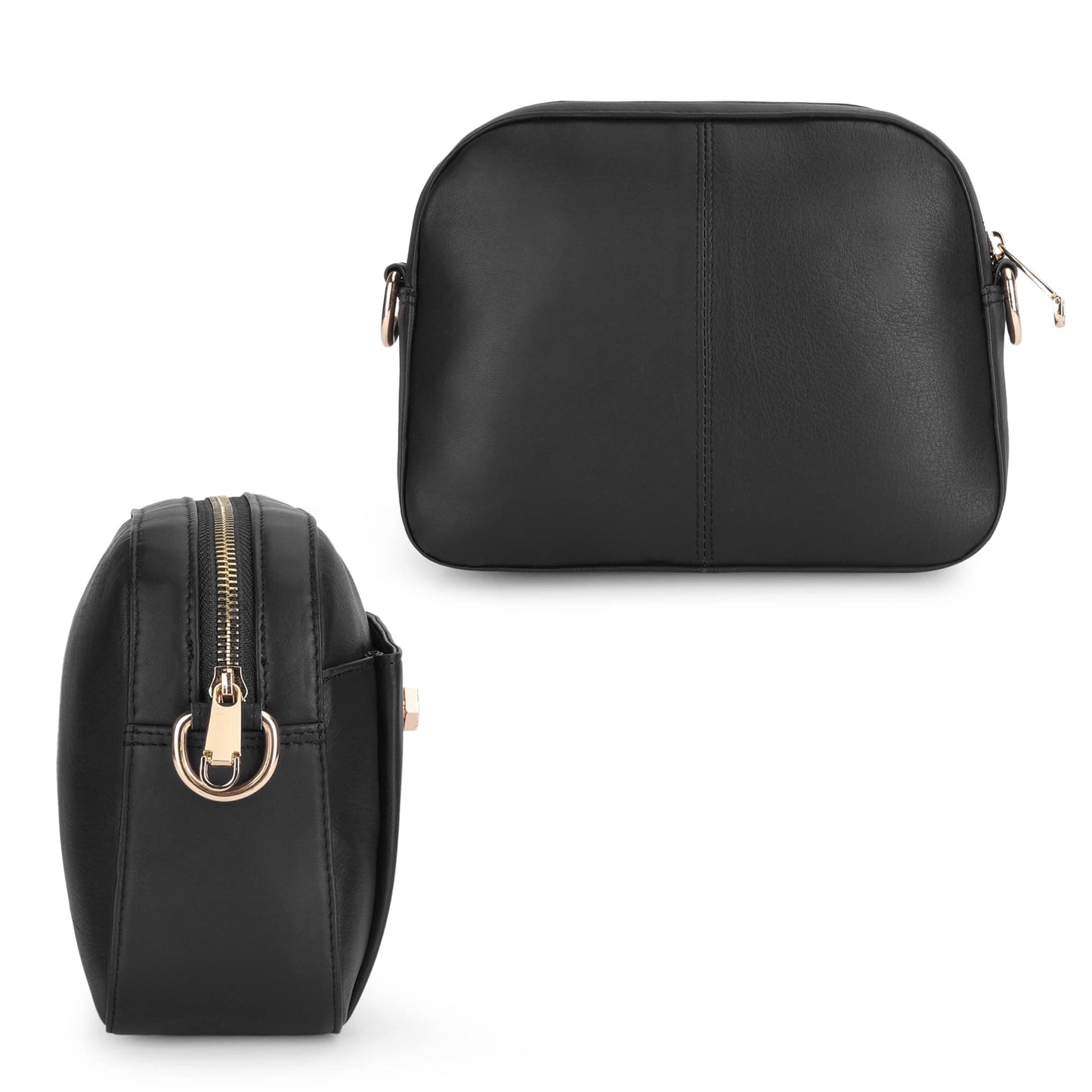 Genuine Leather Sling Bag for Women - Crossbody with Chain Strap | Single Shoulder | Black | Stylish