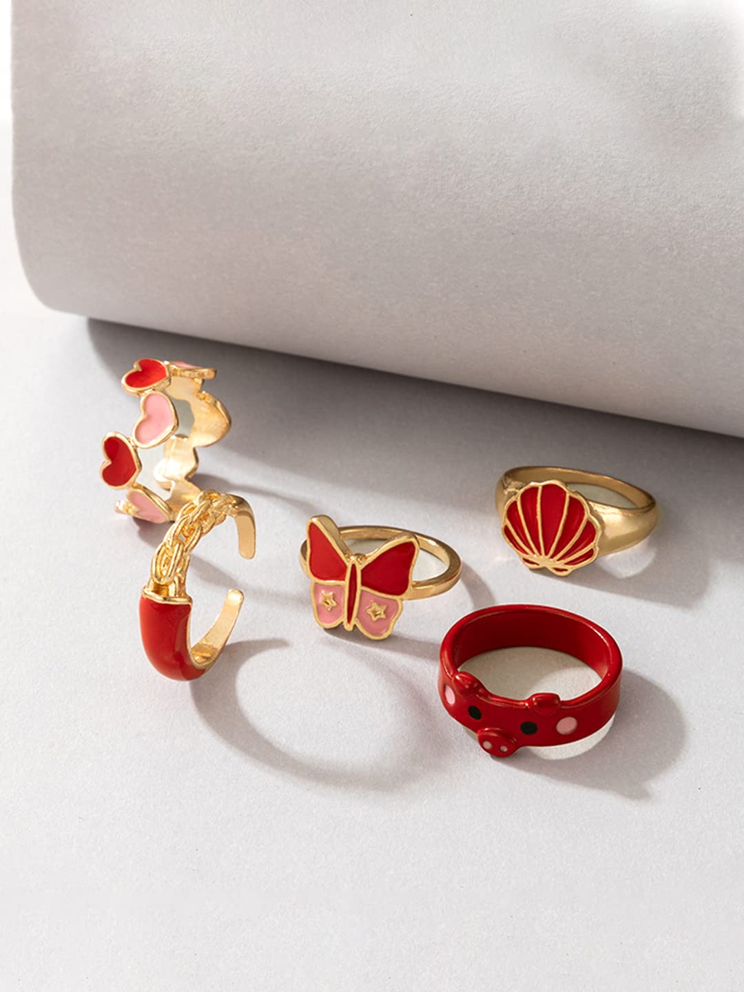 Yellow Chimes Midi Rings - Elegant Jewelry for Women