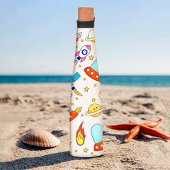 The Better Home Insulated Stainless Steel Water Bottle 500ml | 18 Hours Insulation Cork Cap | Hot Cold Gym Office School | Airtight Leak Proof BPA Free | Funky Space Design Multicolour | 1 Bottle Pack