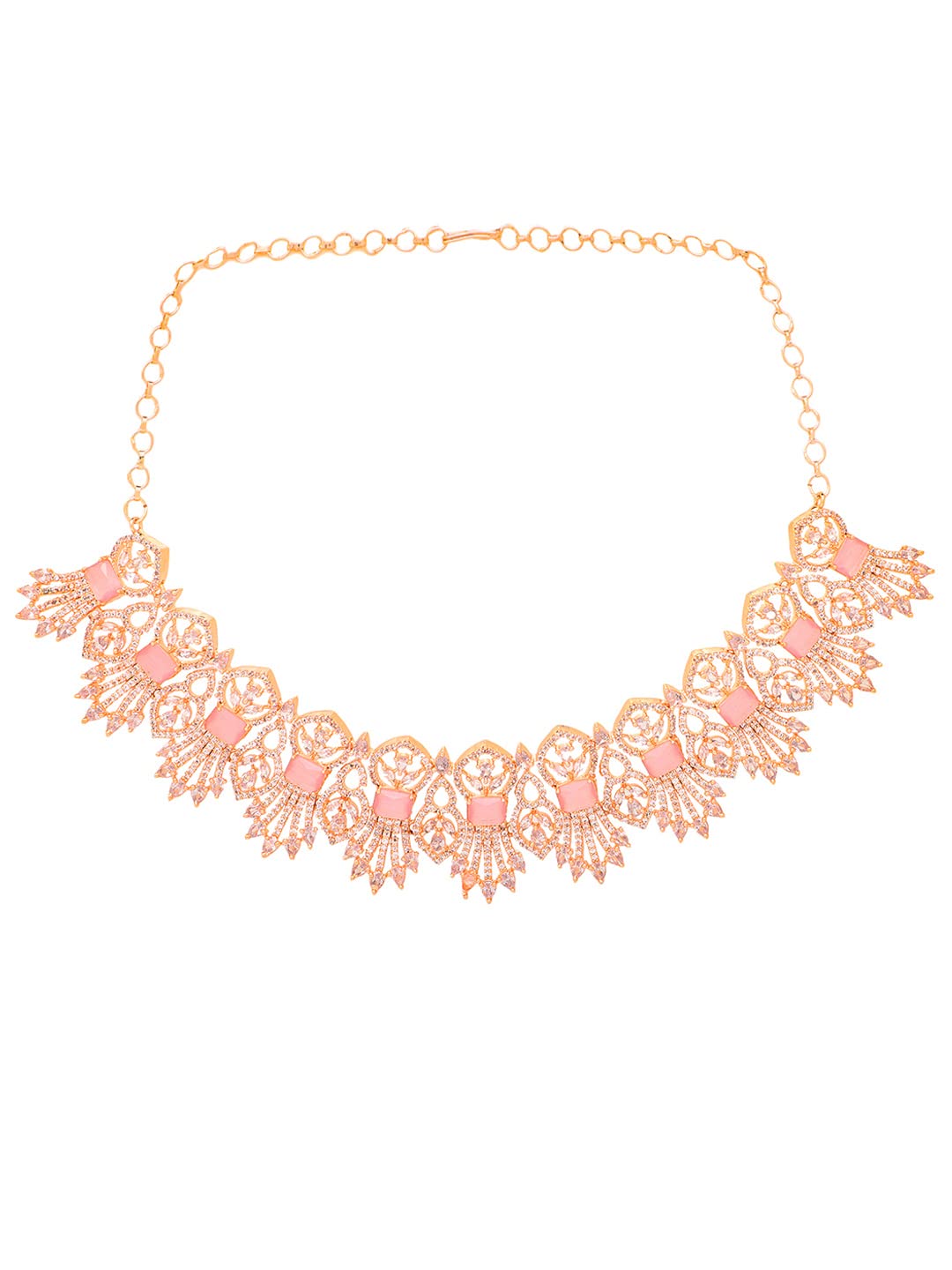 Yellow Chimes Rose Gold Necklace Set - Stylish accessories for parties