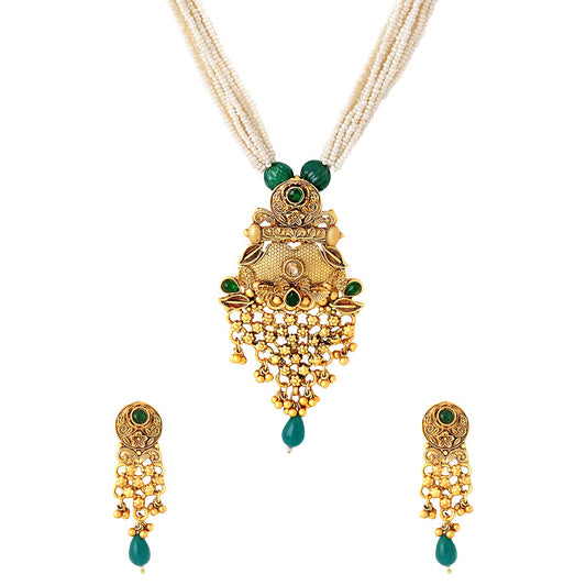 Yellow Chimes Elegant Necklace and Earrings - Festive Wear