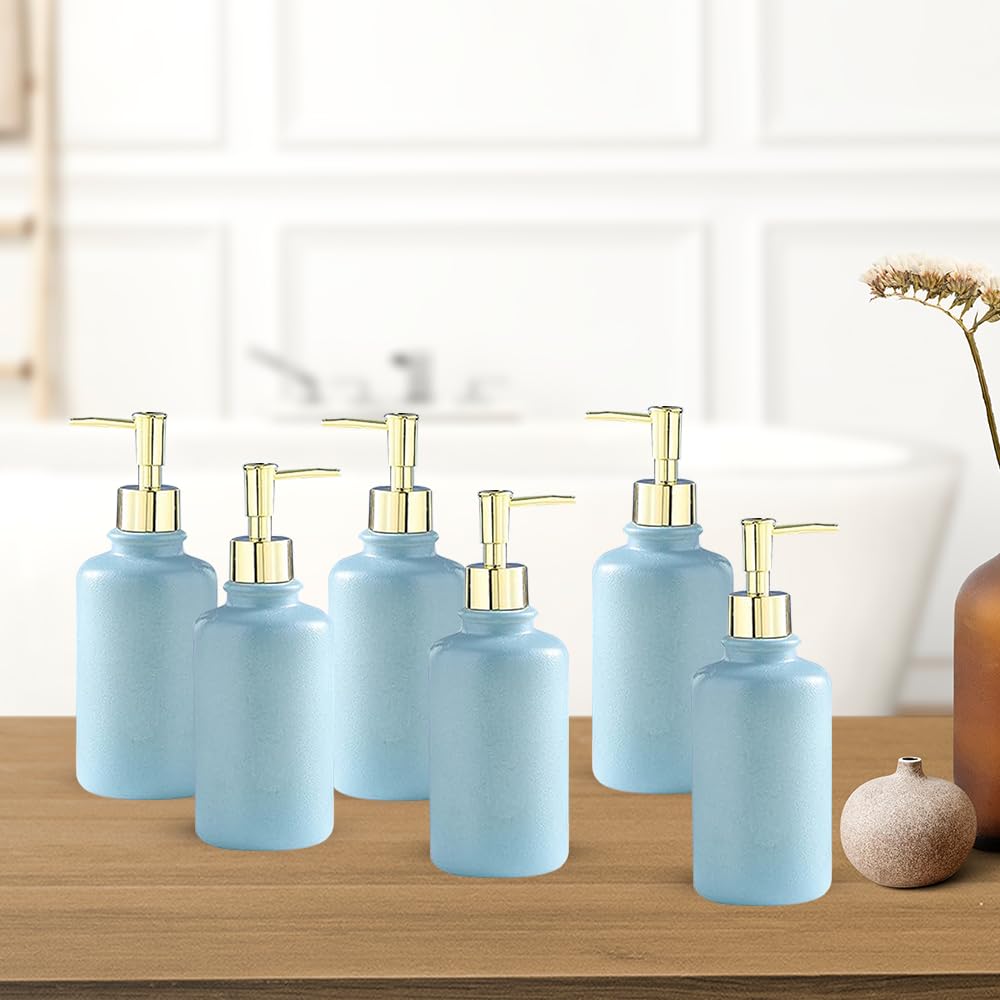 The Better Home Ceramic Soap Dispenser 400ML (6Pcs) Soap Dispenser for Bathroom | Soap Dispenser Set | Soap Dispenser for Kitchen | Hand Soap Dispenser | Soap Dispenser for Wash Basin