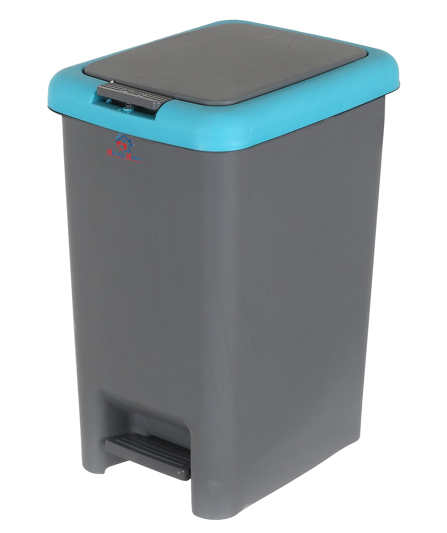 Heart Home Portable 6.5 Ltr Plastic Push And Pedal Dustbin With Lid Garbage Bins for Home Office (Grey & Blue)