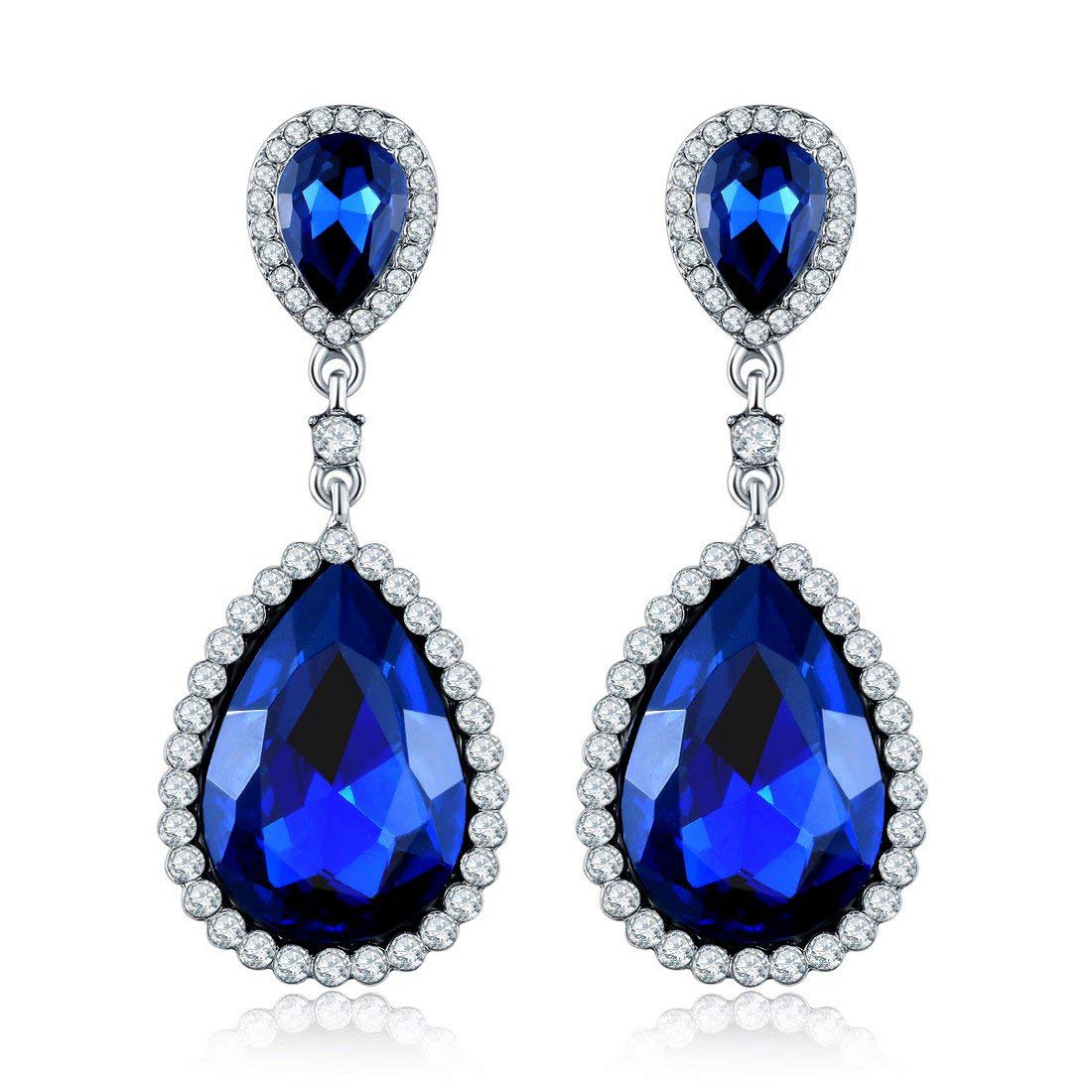 Yellow Chimes Blue and White Crystal Earrings - versatile fashion piece