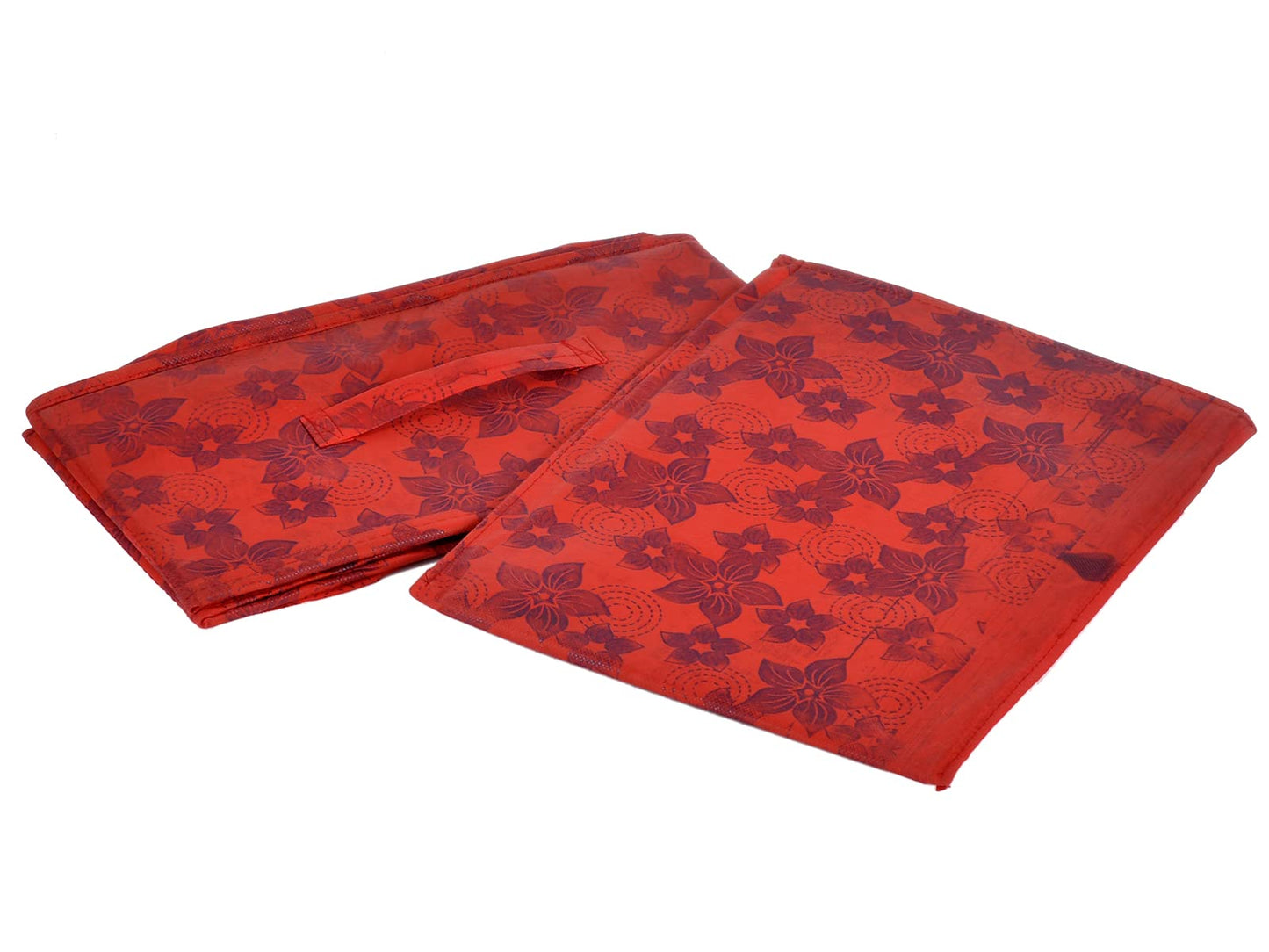 Multipurpose Rectangular Storage Box - Foldable, Durable | 1 Compartment | Flower Print | Red