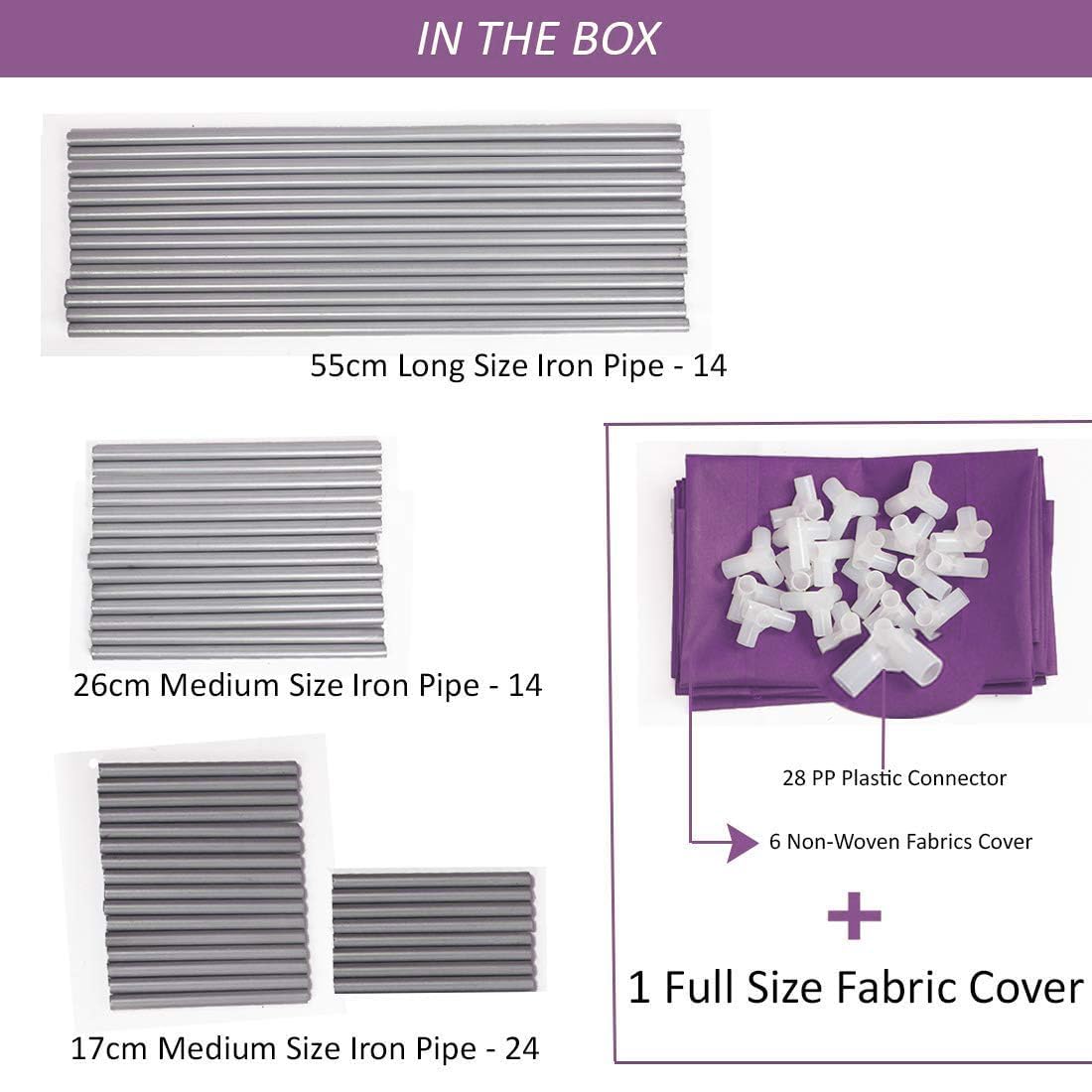 Pack of 6: Foldable Non-Woven Shoe Rack with 6 Shelves | Ideal for Shoes & Books | Purple