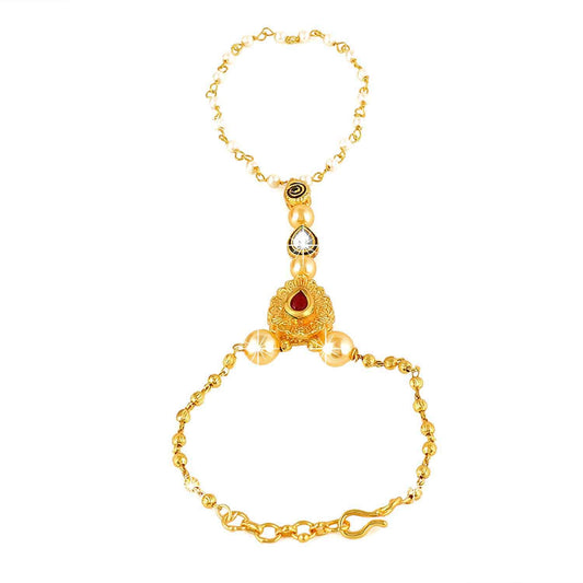 Yellow Chimes Gold Kundan Bracelet - Add Glam to Your Outfit