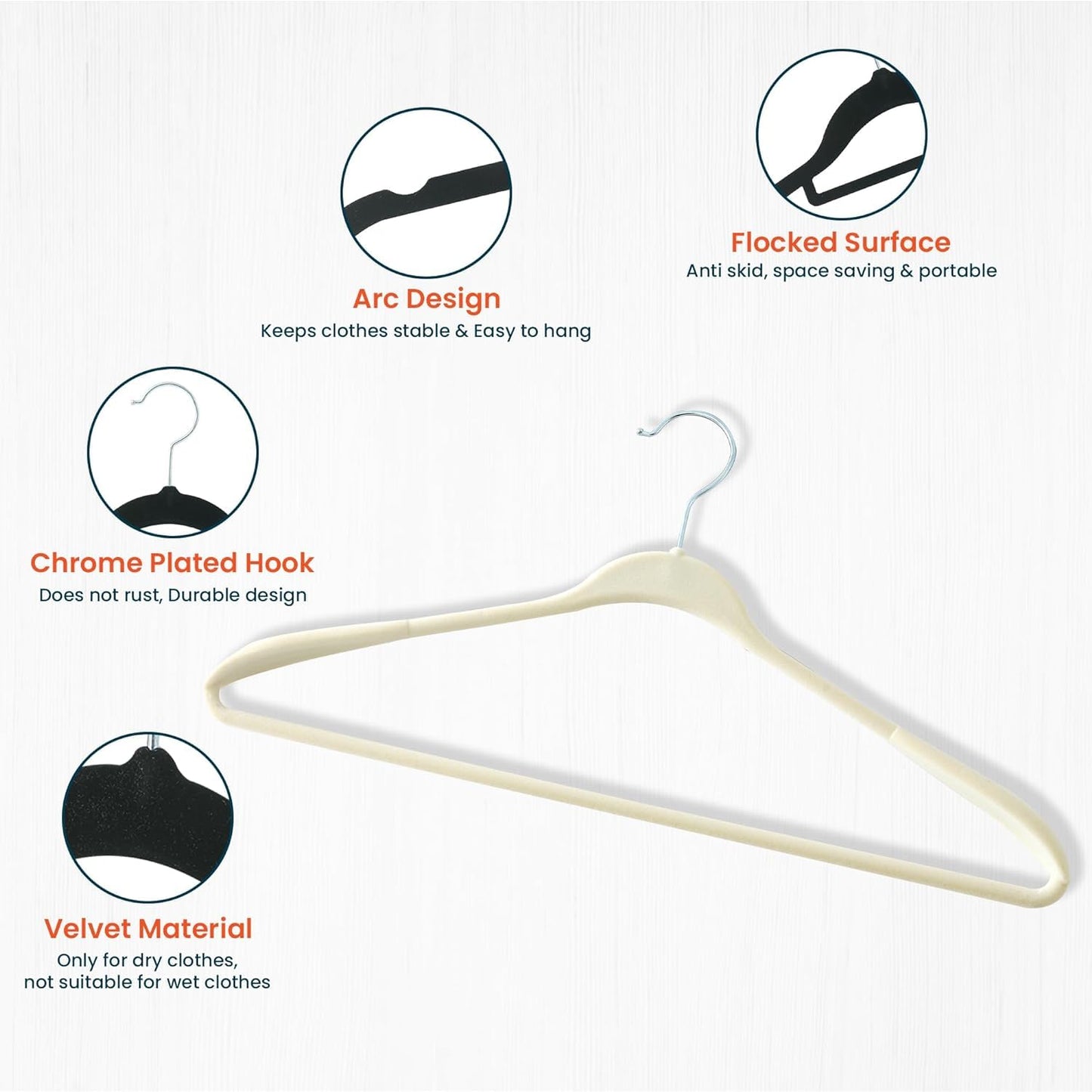 Set of 25: Velvet Cloth Hangers with Chromed Plated Steel Hooks | Color: White | Perfect for Organization