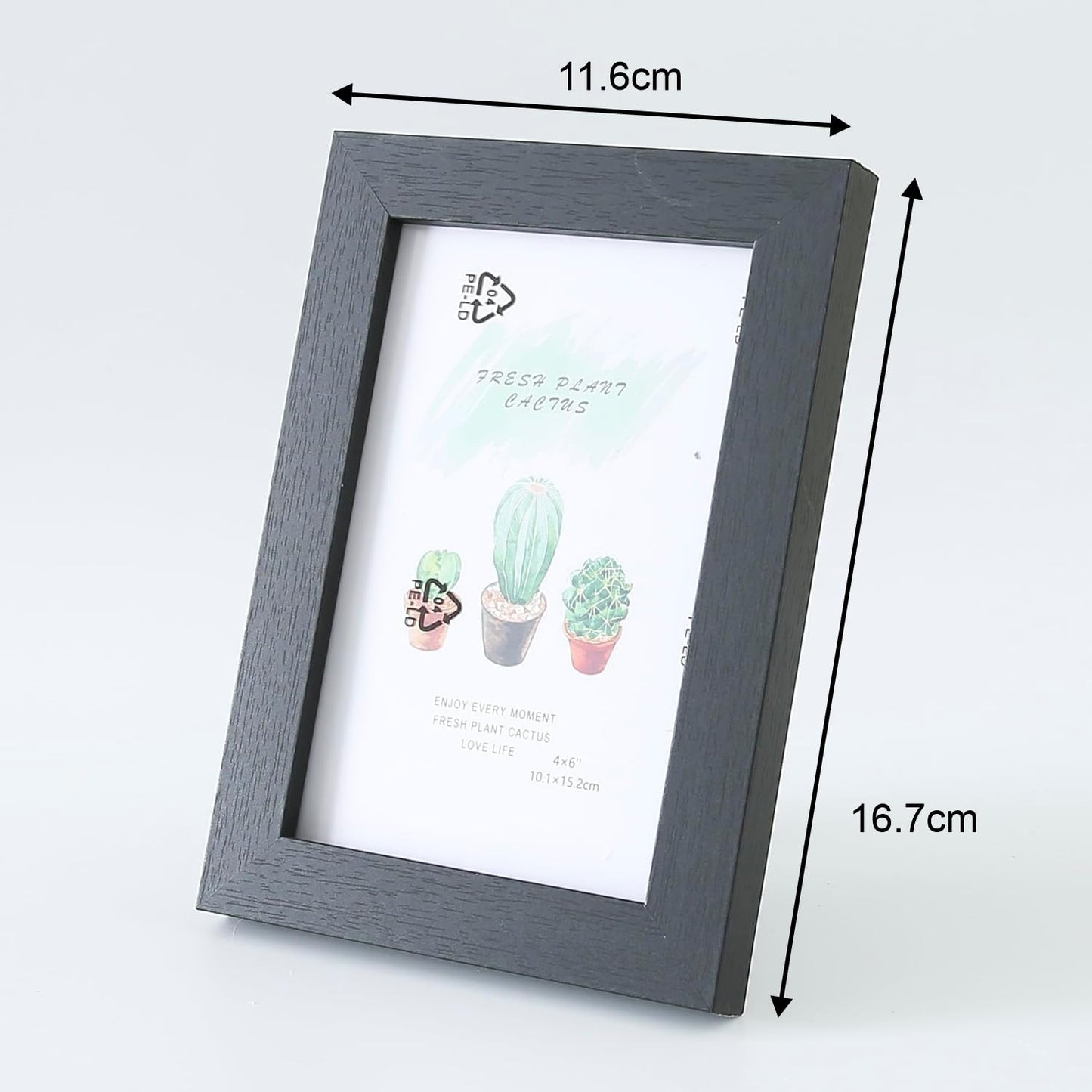 Photo Frame for Home Décor - Horizontal & Vertical | Crystal Clear Glass | 11.6x16.7CM | Black