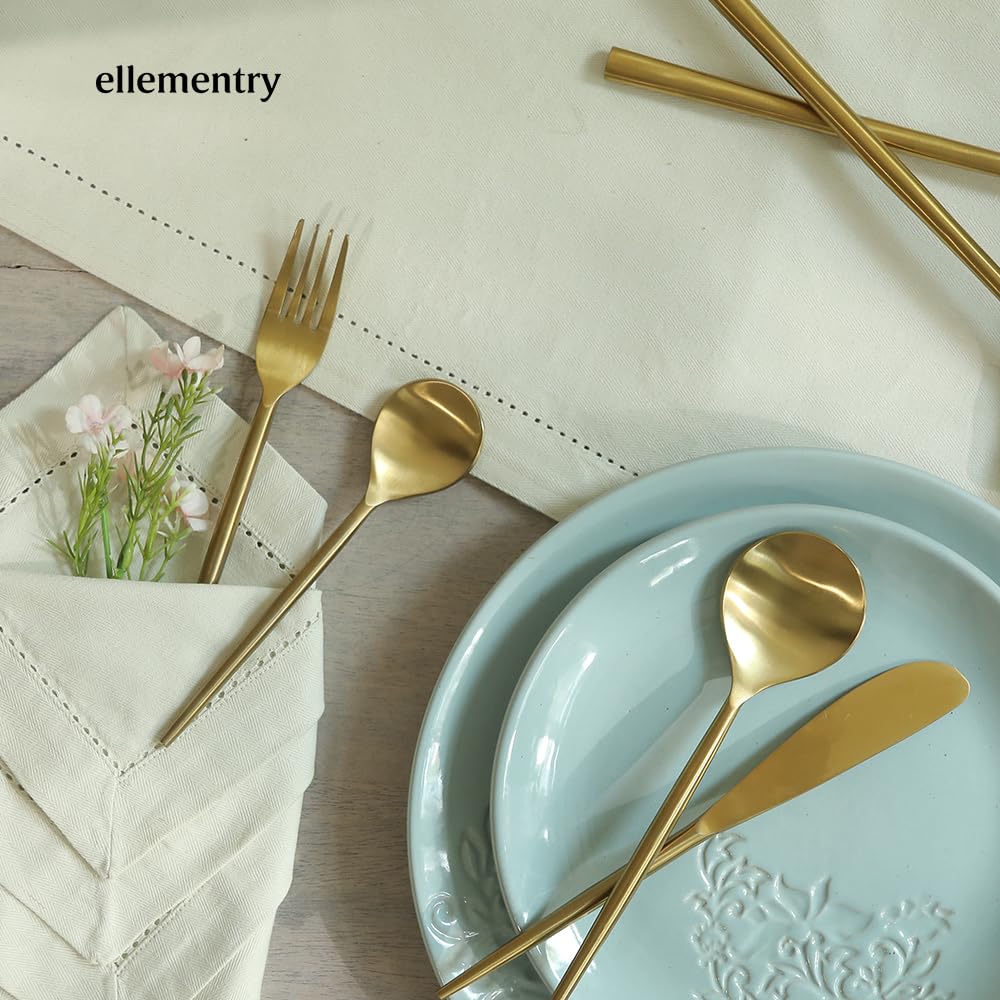 Ellementry Aura Gold Spoon Fork Knife Set - Home Tableware