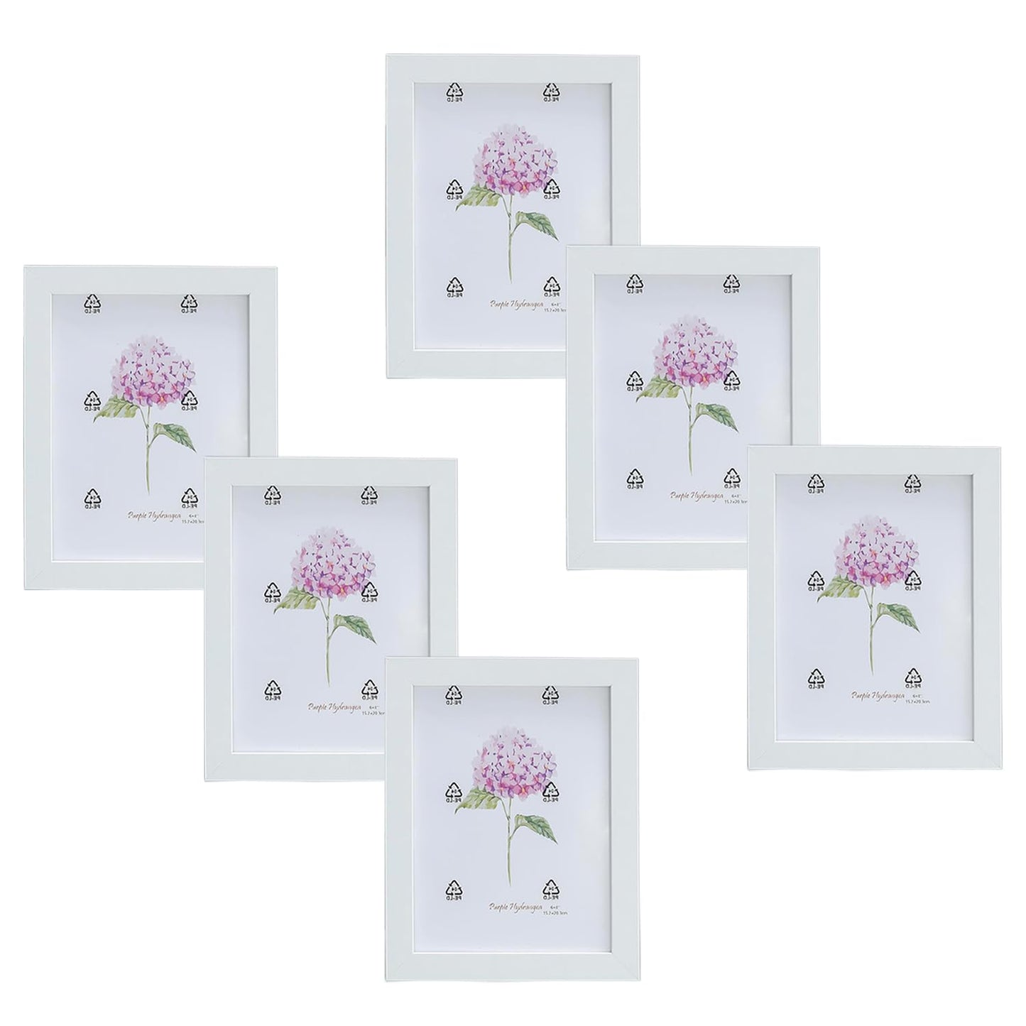 Pack of 6: Photo Frames - Crystal Clear Glass, Horizontal & Vertical | For Home & Office | 16.7x21.8cm | White