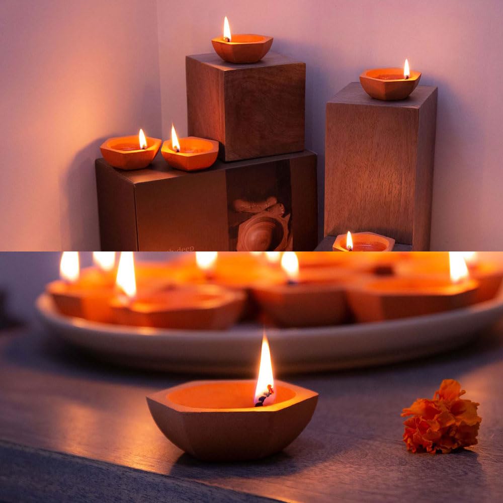 24-Pack: Terracotta Diyas for Puja & Diwali | Oil/Wax Lamps | Perfect for Home & Temples | Color: Brown