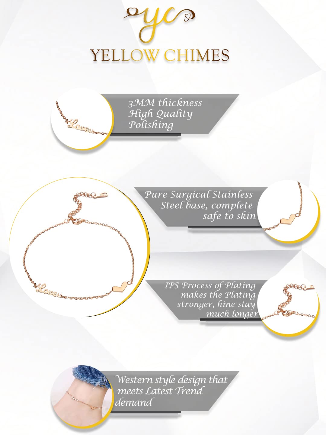 Yellow Chimes trendy anklet - great gift for girls