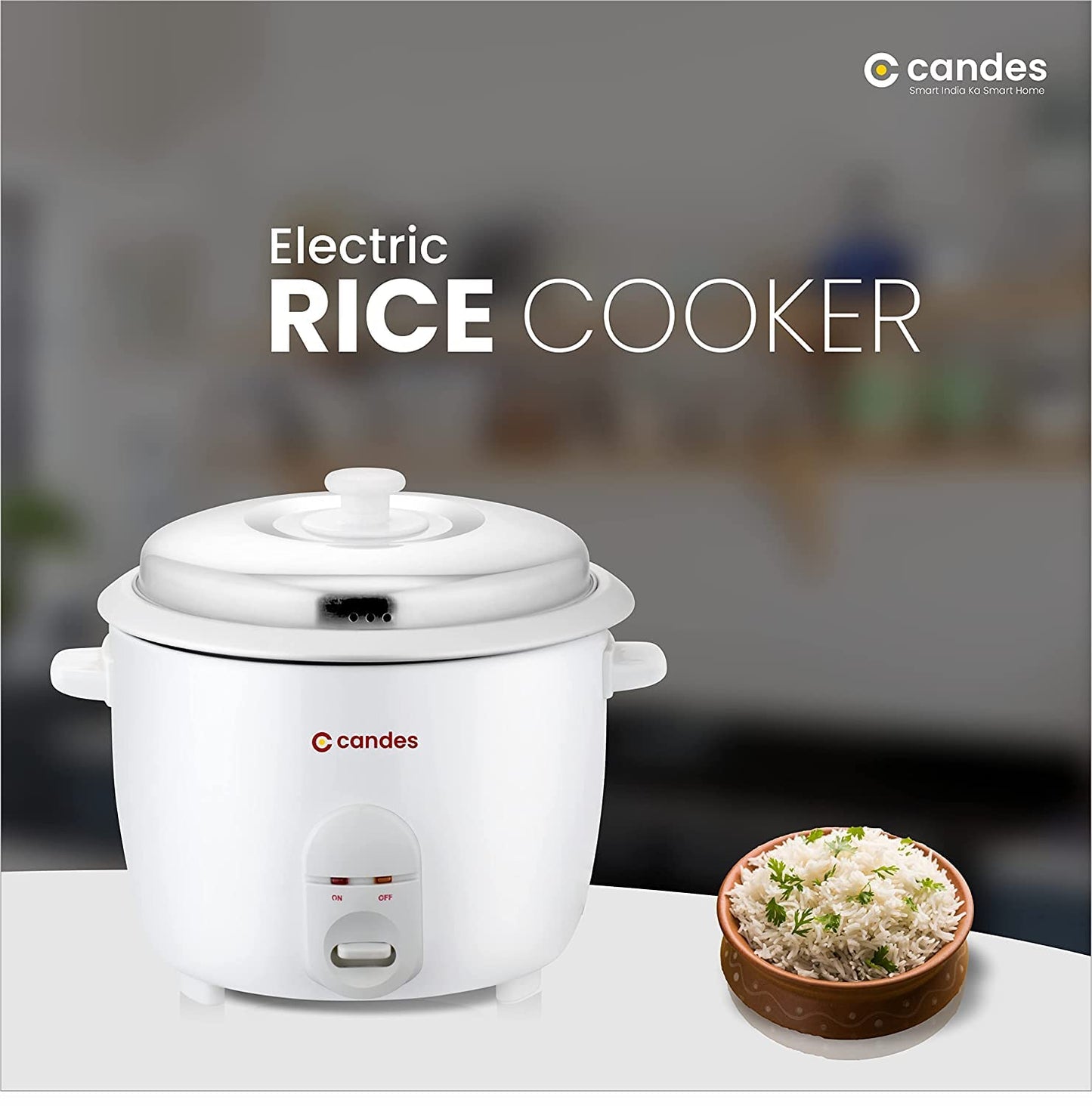 Candes Aroma Electric Easy Cook 1.8 liters Automatic Rice Cooker with 1 Measuring cup and Spatula (1 Year Warranty, 700W) (White)