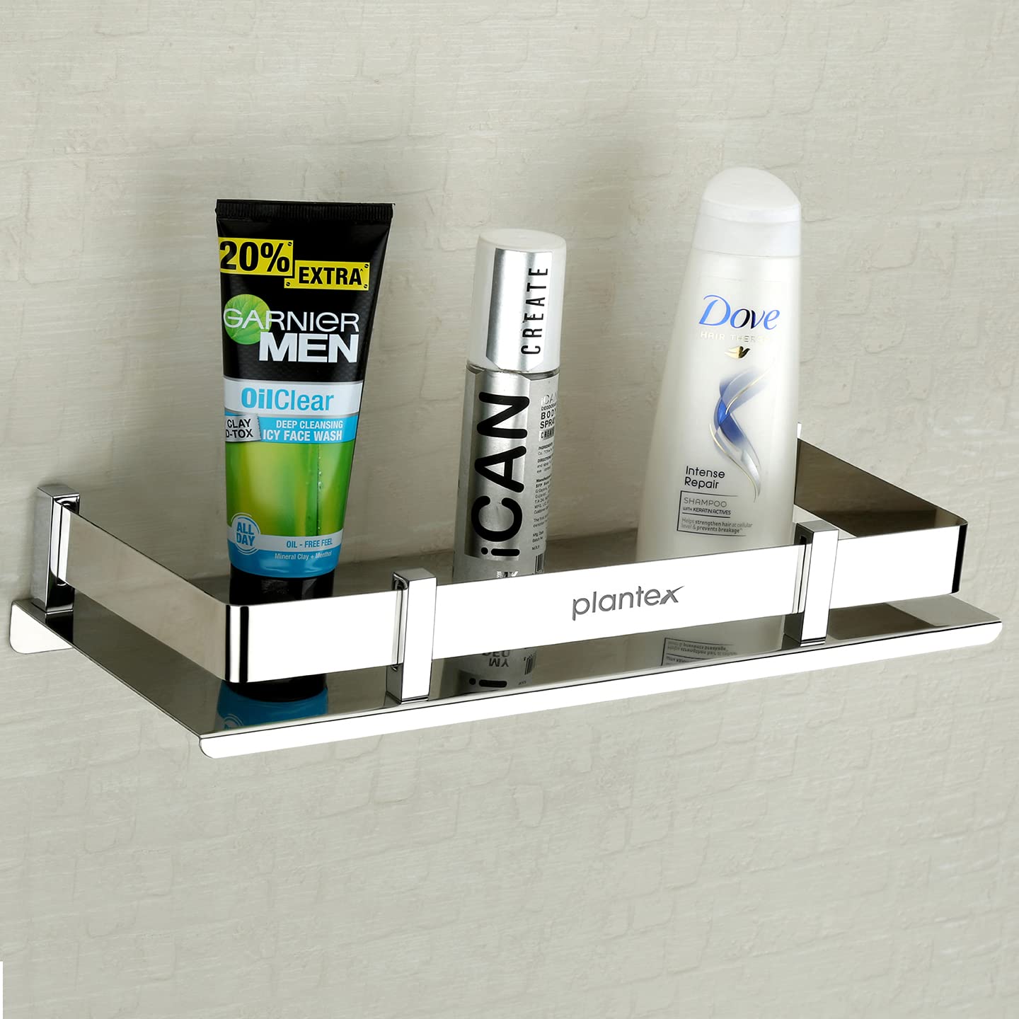 Plantex Stainless Steel Bathroom Organizer/Shelf for Bathroom/Kitchen/Wall - Chrome (12x5 Inch)