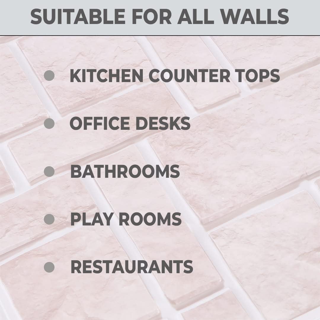 Homestic PVC 3D Wallpaper for Walls|Brick Pattern & Self Adhesive Peel Wall Stickers|Easy to Peel, Stick & Remove DIY Wallpaper|Suitable on All Walls|Pack of 2 Sheets,30 cm X 30 cm