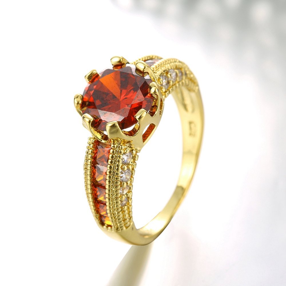 Yellow Chimes Gold Plated Crystal Ring - Elegant Anniversary Gift