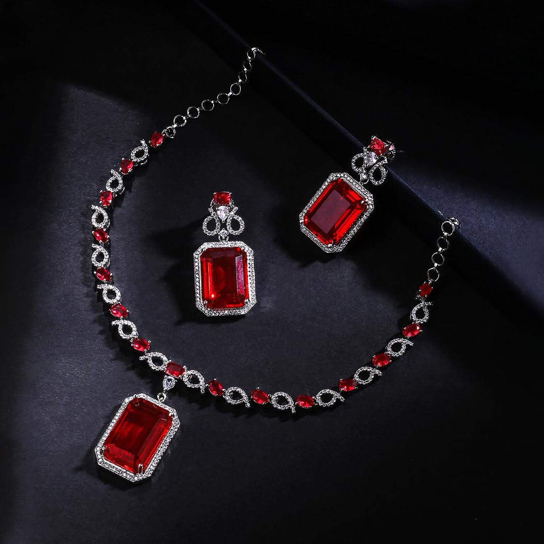 Yellow Chimes American Diamond Jewellery Set - Elegant for Weddings