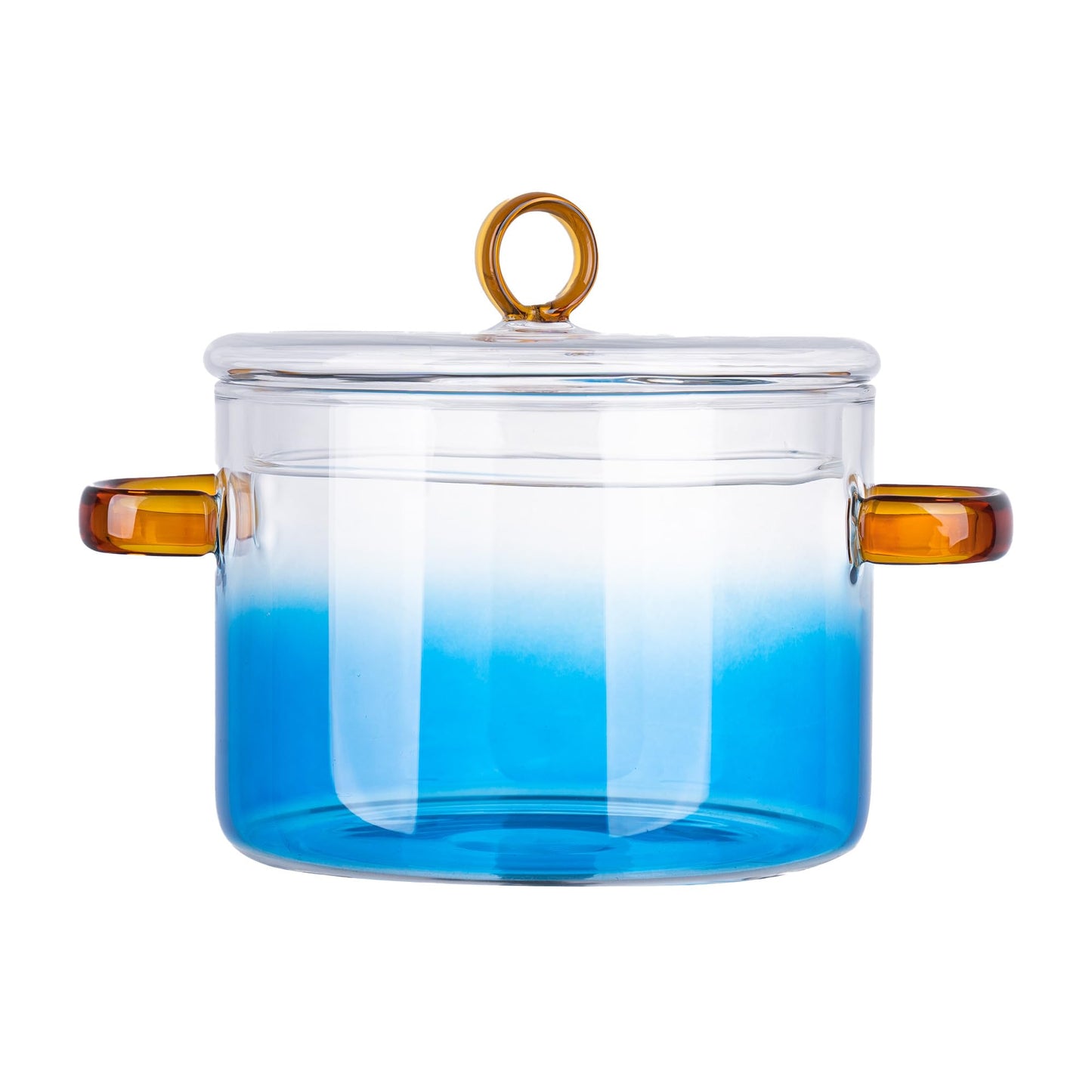 UMAI Borosilicate Glass Cookware for Gas Stove (1.45L) Saucepan with Lid & Handle | Electric Pottery Safe | Handi for Cooking | Microwave Safe | Cooktop for Tea/Milk/Pasta/Noodles/Rice (Clear Blue)