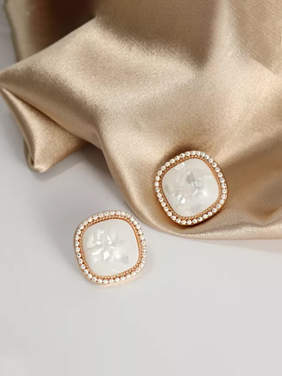 Yellow Chimes Gold Tone Pearl Studs - perfect for anniversary celebration