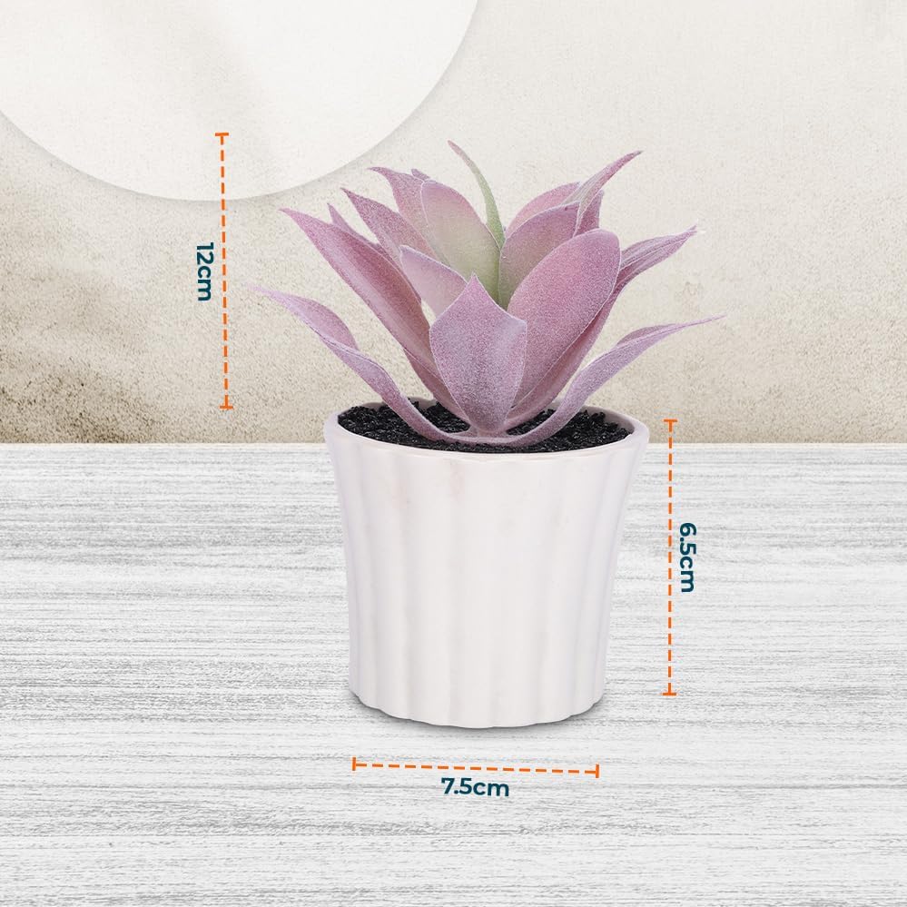 Kuber Industries Artificial Plants for Home D�cor|Natural Looking Indoor Fake Plants with Pot|Artificial Flowers for Decoration-Pack of 6 (Lavender)