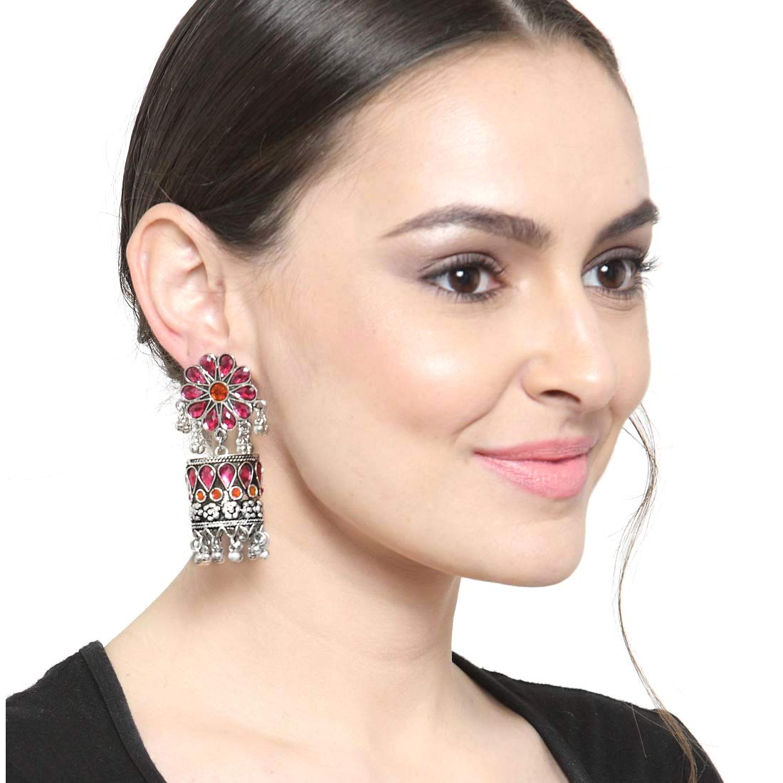 Yellow Chimes oxidised jhumkas - festive jewelry