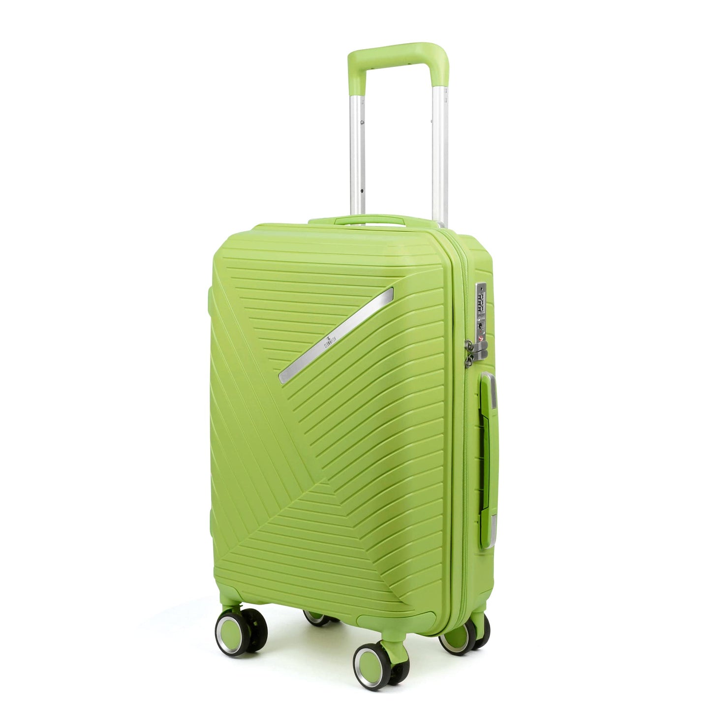 THE CLOWNFISH Denzel Series 56 Cm Polypropylene Hard Case Suitcase Eight Wheels Spinner Trolley Bag With Tsa Lock (Green Small Size 22 Inch)