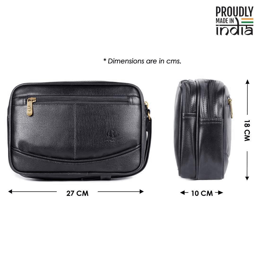 Multipurpose Travel Pouch - Cash & Cell Phone Holder | 2 Compartments | Synthetic | Black