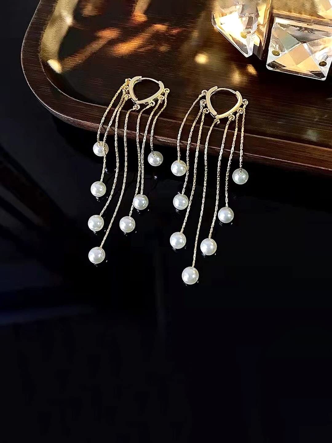 Yellow Chimes Pearl Beads Earrings - Party Accessory