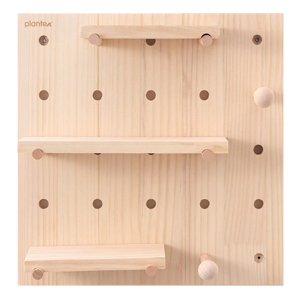 Plantex Multipurpose Pine Wood Pegboard for Home/Wood Display Shelf/Wall Organizer for Bedroom/Kitchen/Bathroom - (16x16 inches)