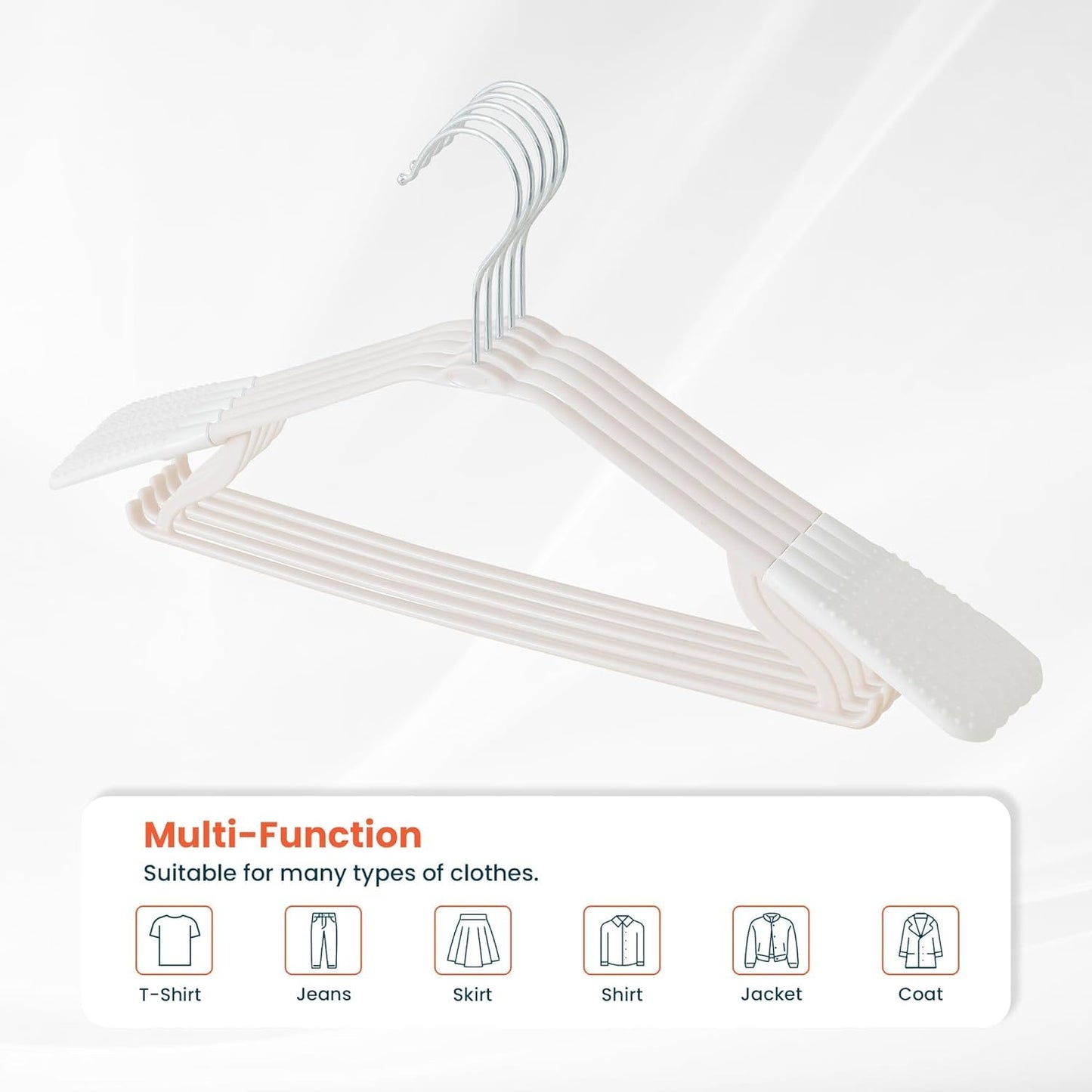 Kuber IndustriesPP Cloth Hanger Set of 20 with Zinc Plated Steel Hook (White)