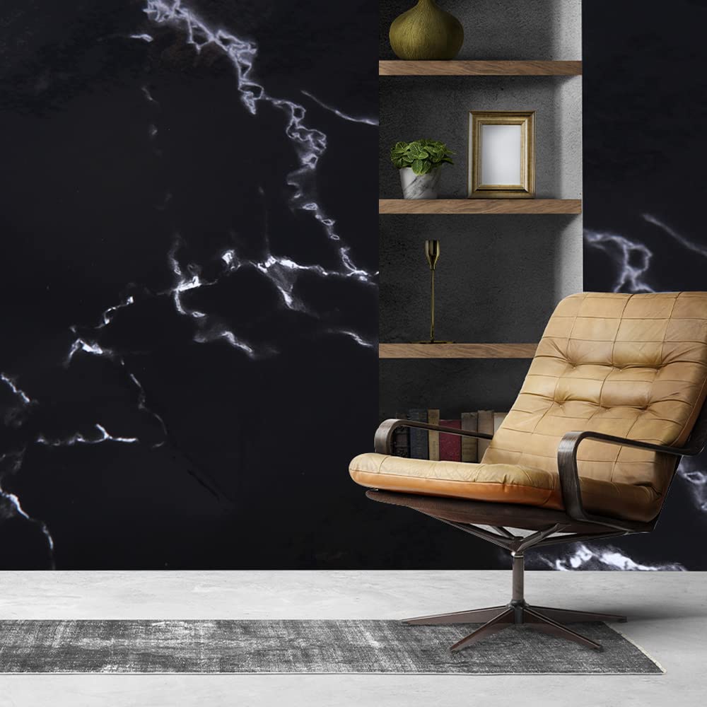 Self-Adhesive Wallpaper - Oilproof, Waterproof DIY Marble Design | 60cm x 500cm | Black | For Living & Kitchen