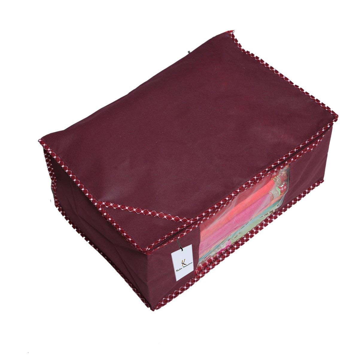 Pack of 12: Non Woven Saree Covers with Zip | Lightweight, Foldable | 46 x 35 x 22 cm | Maroon