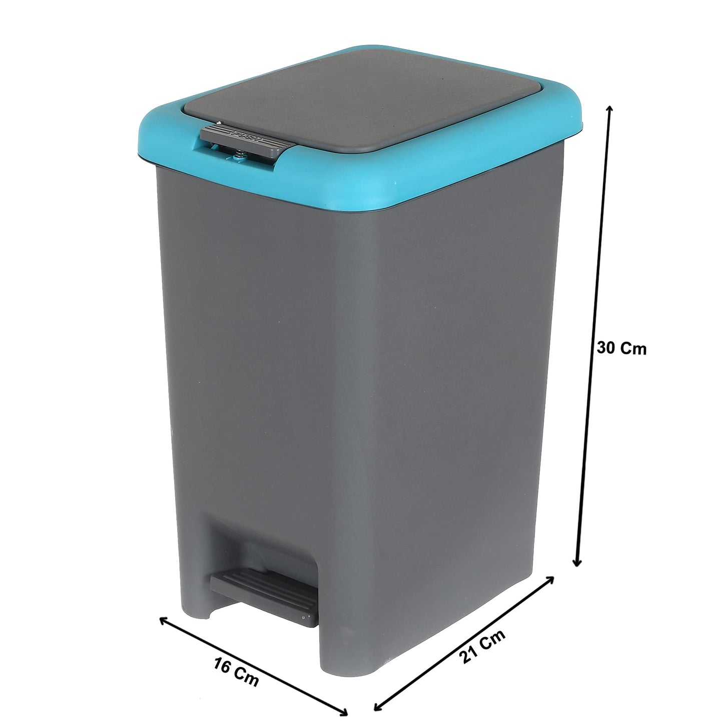 Heart Home Portable 6.5 Ltr Plastic Push And Pedal Dustbin With Lid Garbage Bins for Home Office (Grey & Blue)