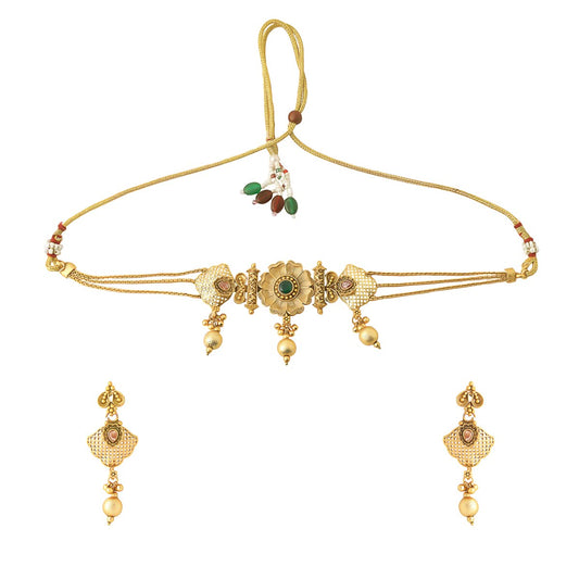 Yellow Chimes Pearl Drop Choker - Sophisticated and chic style