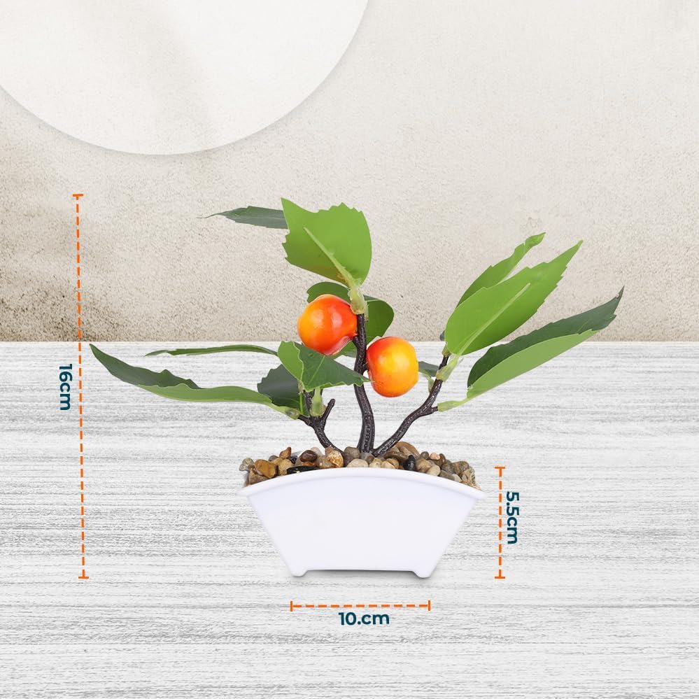 Pack of 6: Artificial Indoor Plants - Natural Looking | Includes Pots | Perfect for Home Décor | Orange