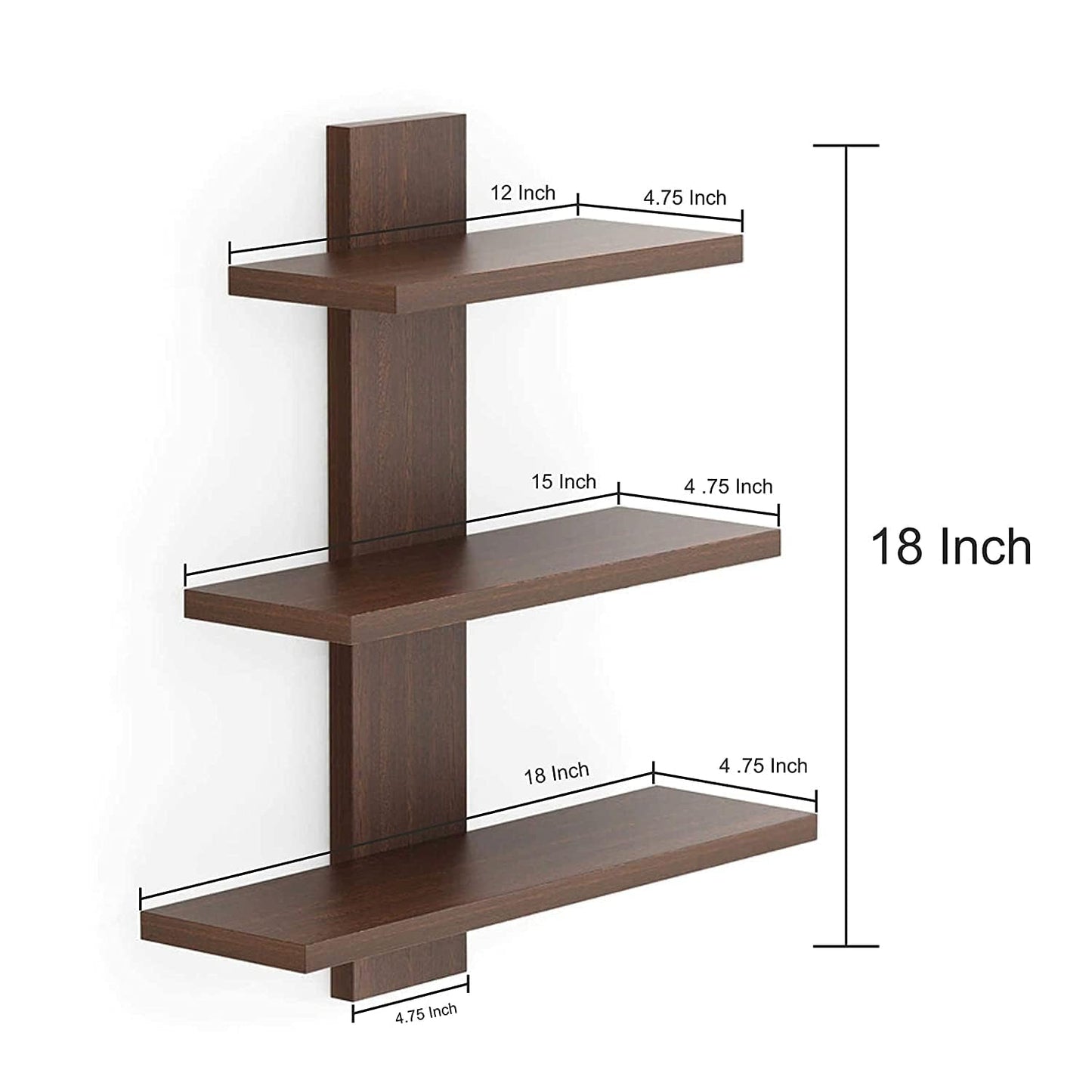 Kuber Industries Wooden Wall Shelf|Multipurpose Tree Shape Display Rack|Engineered Wood Mount 3 Tier Shelves for Office & Home D?cor (Brown)