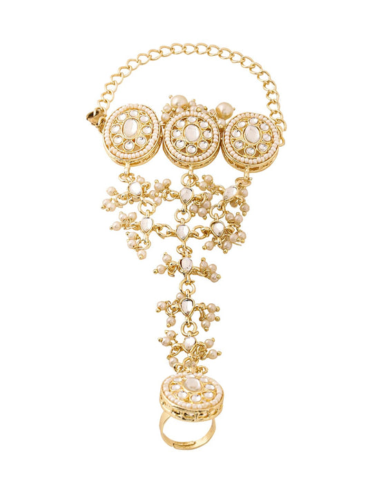 Yellow Chimes Haath Phool - Fashionable gold bracelet for girls