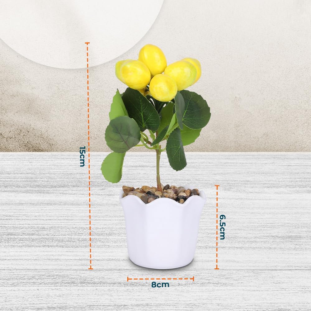 Pack of 2: Artificial Indoor Plants - Natural Looking, Includes Pots | Perfect for Home Décor | Yellow