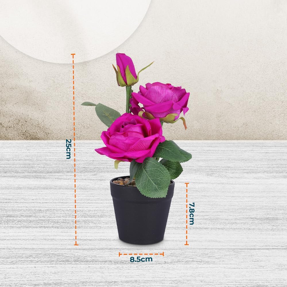 Pack of 2: Artificial Indoor Plants | Natural Look, Includes Pots | Home Décor | Color: Pink