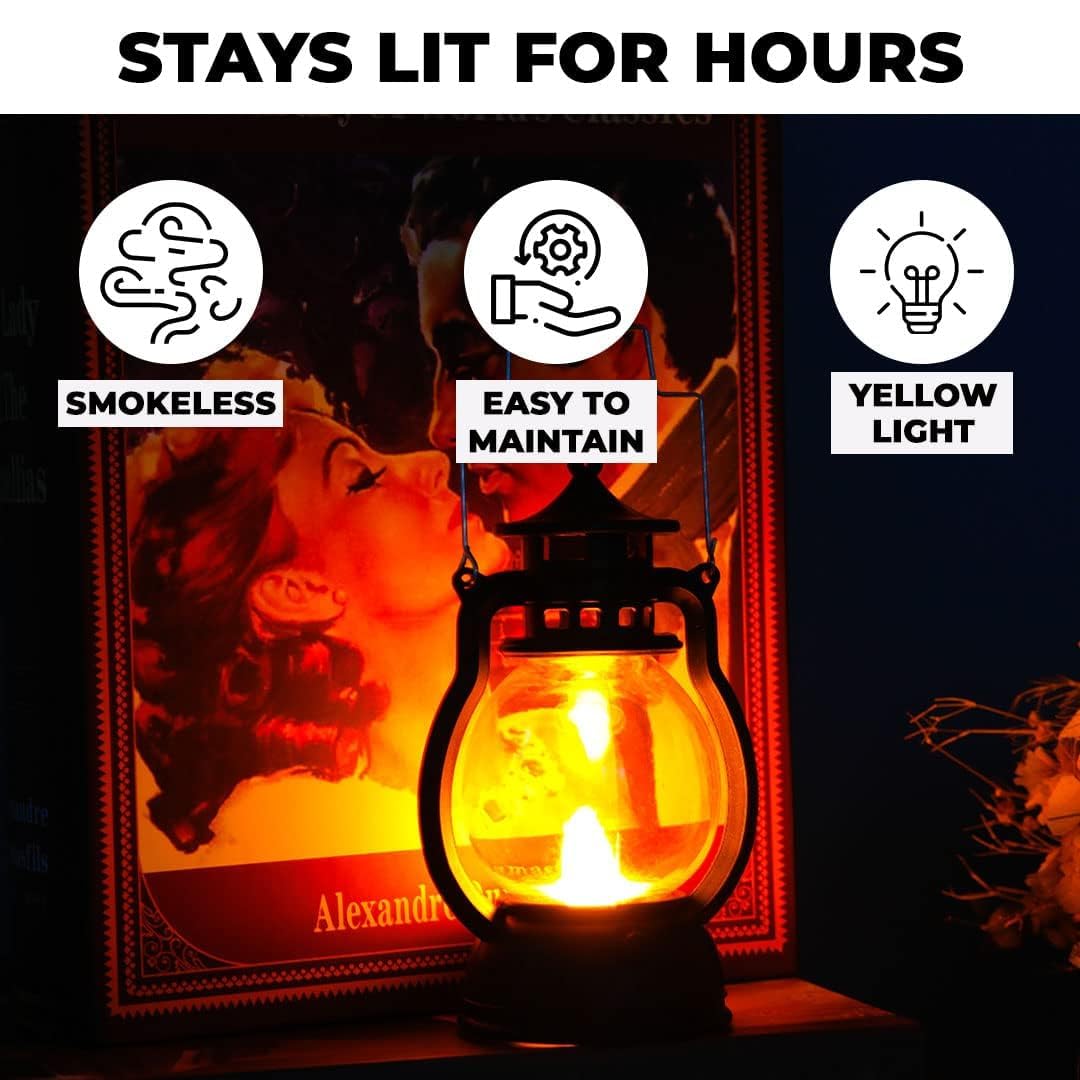 Homestic Pack of 3 LED Lantern Lamp|Battey Operated|Flameless Yellow Light|Safe & Easy to Maintain|Diwali Lights for Home Decoration,Along with Other FestivitiesB0-003A|Black