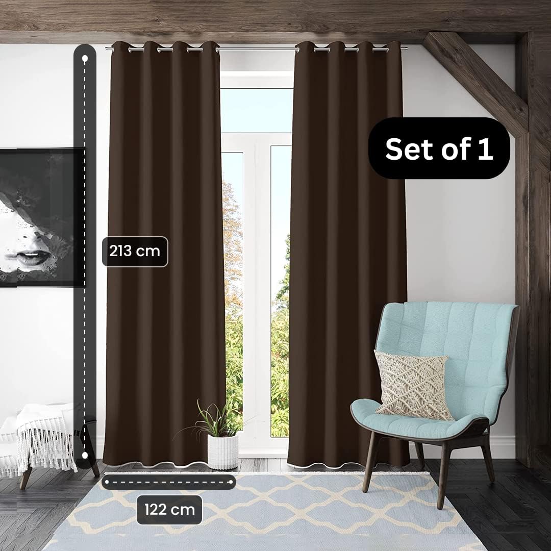 Urbane Home Polyester Decorative 7 Feet Window Curtain Darkening Blackout|Drapes Curtain With 8 Eyelet For Home & Office (Coffee)