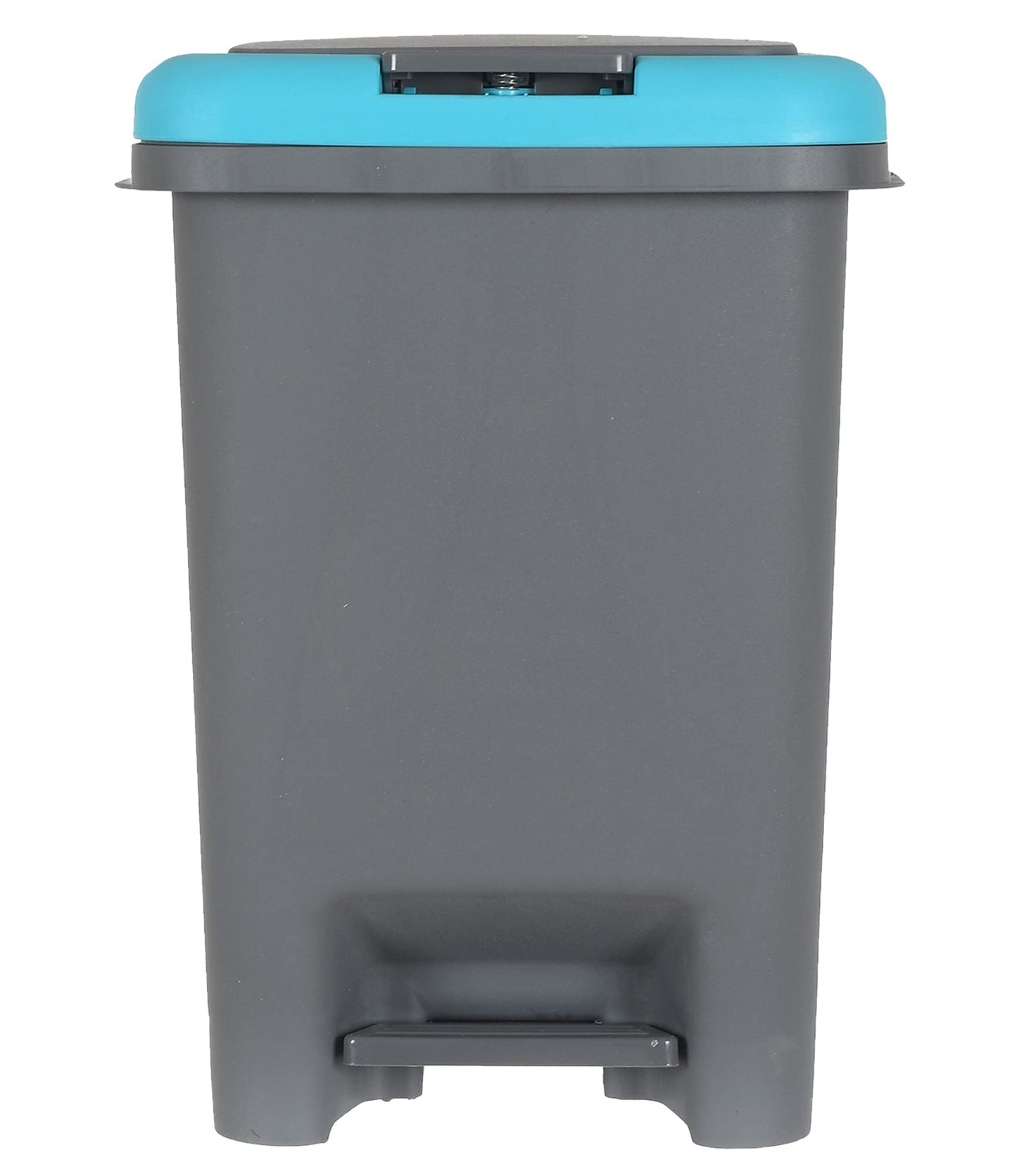 Heart Home Portable 6.5 Ltr Plastic Push And Pedal Dustbin With Lid Garbage Bins for Home Office (Grey & Blue)