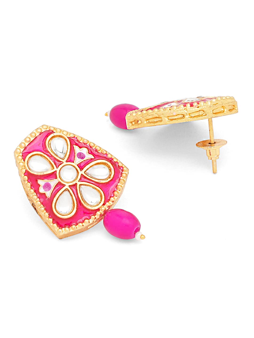 Yellow Chimes kundan stud earrings - party accessory