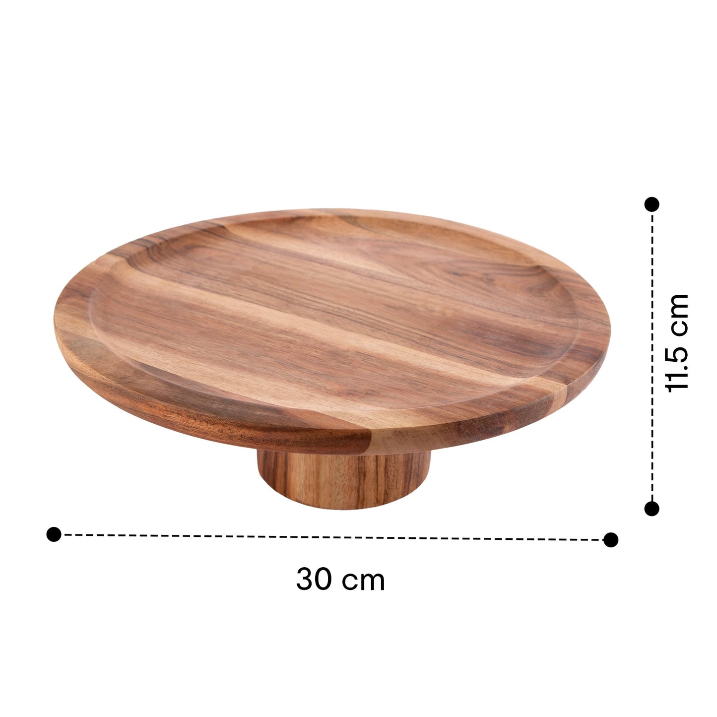 Anko 11" Acacia Wooden Cake Stand Multipurpose Pizza, Round Fruit & Dessert Serving Stand/Tray Kitchen Utensil & Serving Accessory For Birthdays, Weddings, Celebrations 11.5 (H) X 30 Cm (Dia), Brown