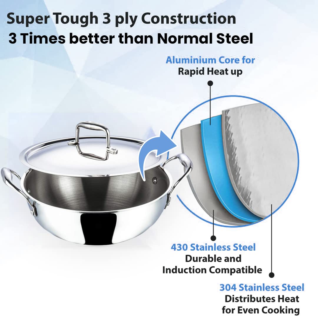 Kuber Industries stainless steel kadhai - induction cooking