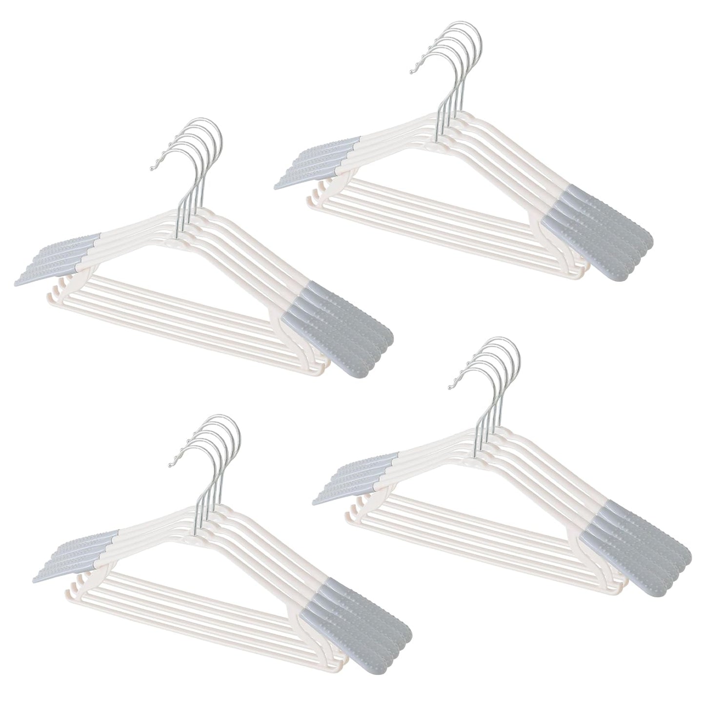 Set of 20: Cloth Hangers with Zinc Plated Steel Hooks | Durable Design | Grey